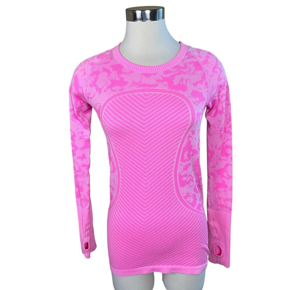 Lululemon Run Swiftly Tech Hip Length Pink Heathered Raspberry Light LS Sz 6